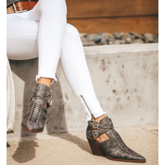 Slate Pointed Double Buckle Bootie - Picture 3 of 8